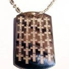 Jesus Christ Classic Cross Repeating Design - Dog Tag w/ Metal Chain Necklace