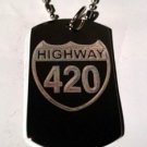Marijuana Weed POT Highway Road Sign 4:20 - Dog Tag w/ Metal Chain Necklace