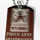 United States Military Proud Army Grandmother - Dog Tag w/ Metal Chain Necklace