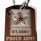 United States Military Proud Army Grandfather - Dog Tag w/ Metal Chain Necklace