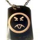 Poison Yucky Un Smiley Face Logo Symbol - Dog Tag w/ Metal Chain Necklace