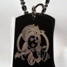 Hindu Religion God Lord Krishna Playing Flute - Dog Tag w/ Metal Chain Necklace