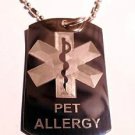 Medical Emergency Pet Allergy Logo Symbol - Dog Tag w/ Metal Chain Necklace