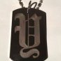OLD English Font Initial Alphabet Letter Y - Dog Tag w/ Metal Chain Necklace