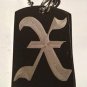 OLD English Font Initial Alphabet Letter X - Dog Tag w/ Metal Chain Necklace