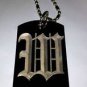 OLD English Font Initial Alphabet Letter W - Dog Tag w/ Metal Chain Necklace