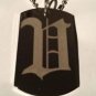 OLD English Font Initial Alphabet Letter V - Dog Tag w/ Metal Chain Necklace