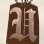 OLD English Font Initial Alphabet Letter U - Dog Tag w/ Metal Chain Necklace