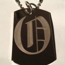 OLD English Font Initial Alphabet Letter O - Dog Tag w/ Metal Chain Necklace