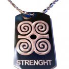 Military Dog Tag Metal Chain Necklace - International Symbol for Strenght Logo