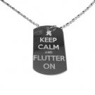 Military Dog Tag Metal Chain Necklace - Keep Calm and Flutter On Novelty Logo