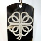 Celtic Clover Lucky Irish Shamrock Leaf Logo - Dog Tag w/ Metal Chain Necklace