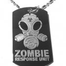 Military Dog Tag Metal Chain Necklace - Zombie Response Unit Alien Face Gas Mask