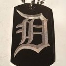 OLD English Font Initial Alphabet Letter D - Dog Tag w/ Metal Chain Necklace