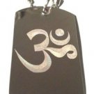 Hindu Om Sound of Universe Religious Symbol - Dog Tag w/ Metal Chain Necklace