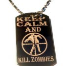 Keep Calm and Kill Zombies Bullet Target - Dog Tag w/ Metal Chain Necklace