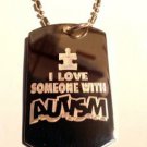 Autism Spectrum Love Puzzle Pieces Logo Symbol - Dog Tag w/ Metal Chain Necklace