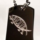 Evolve Darwin Darwinism Jesus Fish - Dog Tag w/ Metal Chain Necklace