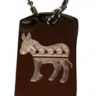 Democratic Party Donkey Political Logo - Dog Tag w/ Metal Chain Necklace