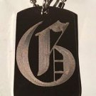 OLD English Font Initial Alphabet Letter G - Dog Tag w/ Metal Chain Necklace