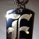 OLD English Font Initial Alphabet Letter E - Dog Tag w/ Metal Chain Necklace