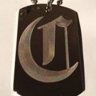 OLD English Font Initial Alphabet Letter C - Dog Tag w/ Metal Chain Necklace