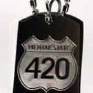 Mental State 4:20 Marijuana Weed Road Sign - Dog Tag w/ Metal Chain Necklace