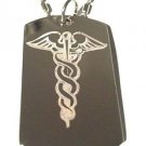 Medicine Medical Doctor Practitioner Symbol - Dog Tag w/ Metal Chain Necklace