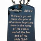 Matthew 28:19 Jesus Christ Bible Verse - Dog Tag w/ Metal Chain Necklace
