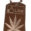 Like Button Weed Pot Leaf Ganja Marijuana Leaf - Dog Tag w/ Metal Chain Necklace