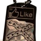 Like Button Rebel Dixie Confederate Flag - Dog Tag w/ Metal Chain Necklace