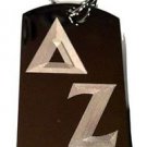 Sorority House Greek Symbol Delta Zeta - Dog Tag w/ Metal Chain Necklace