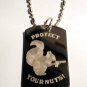 Protect Your Nuts Squirrel Funny Novelty Funny - Dog Tag w/ Metal Chain Necklace