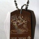 Hindu Lord Mother Goddess Durga "Jai Mata Di" - Dog Tag w/ Metal Chain Necklace