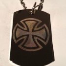 Iron Cross Chopper Biker Logo Symbol - Dog Tag w/ Metal Chain Necklace