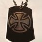 Iron Cross Chopper Biker Logo Symbol - Dog Tag w/ Metal Chain Necklace