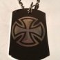 Iron Cross Chopper Biker Logo Symbol - Dog Tag w/ Metal Chain Necklace