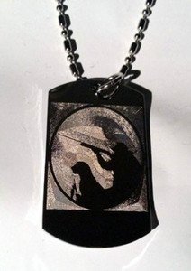 Duck Bird Deer Hunting Dog & Man w/ Gun - Dog Tag w/ Metal Chain Necklace