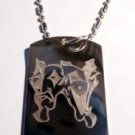 Happy Sad Theater Theatrical Face Masks - Dog Tag w/ Metal Chain Necklace