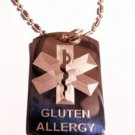 Medical Emergency Gluten Allergy Logo Symbol - Dog Tag w/ Metal Chain Necklace