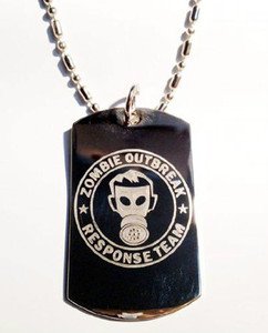 Zombie Outbreak Response Team Human Gas Mask - Dog Tag w/ Metal Chain Necklace