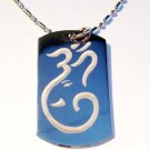 Hindu Religion Lord Ganesh Elephant God Om - Dog Tag w/ Metal Chain Necklace