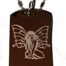 Sexy Butterfly Fairy Princess Seductress - Dog Tag w/ Metal Chain Necklace