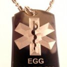 Medical Emergency EGG Food Allergy Logo - Dog Tag w/ Metal Chain Necklace