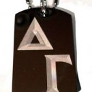 Sorority House Greek Symbol Delta Gamma - Dog Tag w/ Metal Chain Necklace