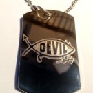 Jesus Devil Evolution Funny Novelty Fish Logo - Dog Tag w/ Metal Chain Necklace