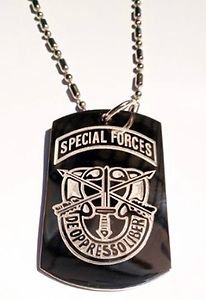 US Armed Forces De Oppresso Liber Seal  - Dog Tag w/ Metal Chain Necklace