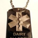 Medical Emergency Dairy Allergy Logo - Dog Tag w/ Metal Chain Necklace
