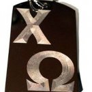 Sorority House Greek Symbol Chi Omega Logo - Dog Tag w/ Metal Chain Necklace
