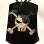 Candy Sugar Skull w Crossbones Dead Face - Dog Tag w/ Metal Chain Necklace